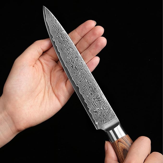 Wakoli EDIB Pro Damascus Carving Knife ??Japanese Style Meat Slicer | 6.7-Inch Blade Made of 67-Layer Damascus Steel with VG10 Core | Ergonomic Pakkawood Handle | Professional Carving Tool