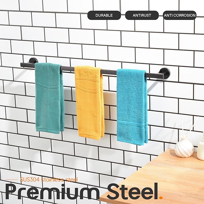 32 Inch Bathroom Towel Bar Bath Towel Rack Kitchen Towel Holder Long Towel Rails Wall Mounted SUS304 Stainless Steel Oil Rubbed Bronze AN4001ORB-L32