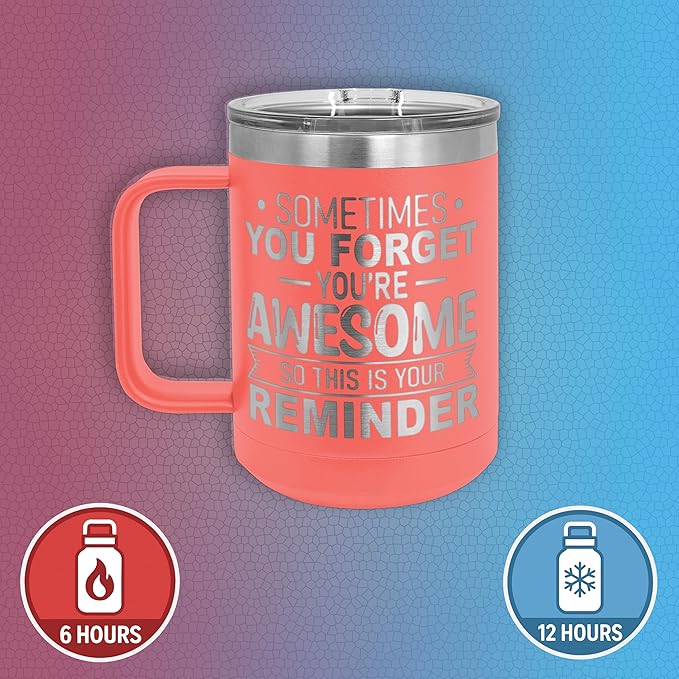 Spotted Dog Company Inspirational Travel Coffee Mug, Inspirational Gifts for Men Dad Father Wife Sister Women, Birthday For Him Her, You?셱e Awesome Tumbler, Teacher Coworker Gifts 15oz Coral