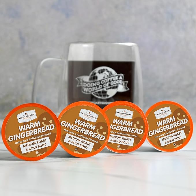 Fresh Roasted Coffee, Warm Gingerbread, Flavored Coffee Pods, K-Cup Compatible, 24 Count