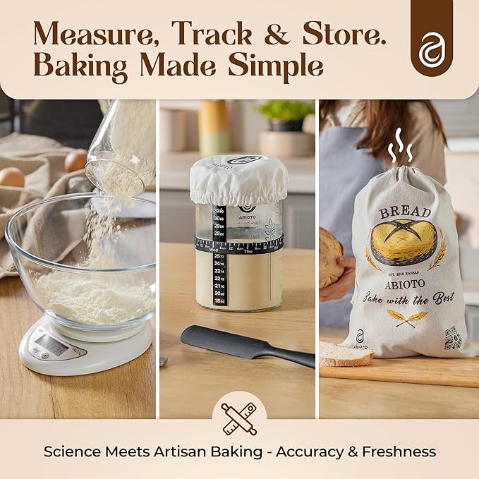 Sourdough Starter Kit with Dutch Oven and Scale - Complete Sourdough Kit with Proofing Baskets, 34oz Jar, Slings, and Other Premium Bread Making Tools - Perfect Baking Gifts for Women, Men, and Bakers