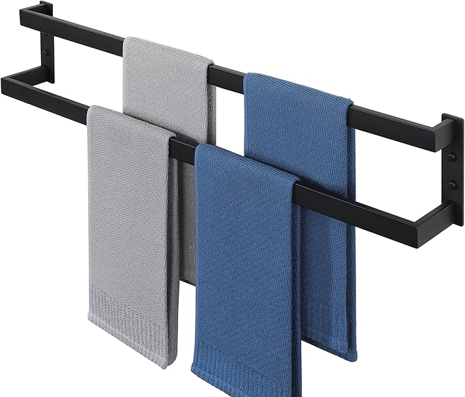 Alise Double Towel Bar 32", SUS304 Stainless Steel Towel Racks for Bathroom Wall Mounted, Space Saving Bathroom Towel Holder, Long Towel Hanger, Matte Black