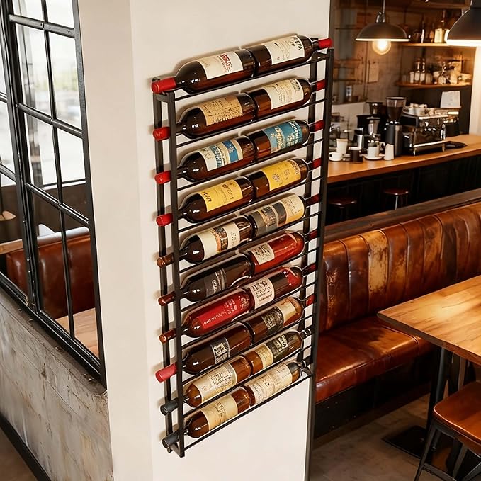 Wine Rack Wall Mounted: 20 Bottles Display Hanging - Large Capacity Wine Storage for Wine Lovers, Bar Operators as Wine Cellar/Bar/Restaurant/Hotel Lobby Display