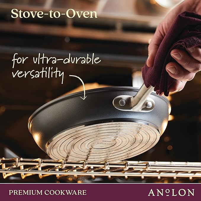 Anolon Accolade Forged Hard Anodized Nonstick Frying Pan/Skillet, 8 Inch, Moonstone Gray