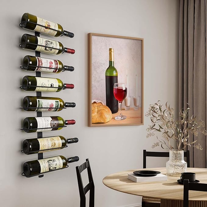 Wine Rack Wall Mounted: 16 Bottles Wine Bottle Holder Hanging Bar Liquor Storage Organizer of Cabinet Kitchen - Designed for SpaceSaver (16 Bottles)