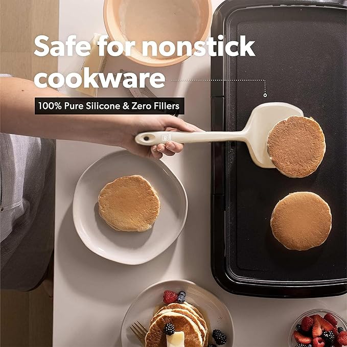 New DI ORO Silicone Turner Spatula Set - Kitchen Spatulas for Nonstick Cookware - Cooking Utensils for Flipping Eggs & Pancakes - 600째F Heat-Resistant BPA Free Turners - Dishwasher Safe (4pc, Clay)