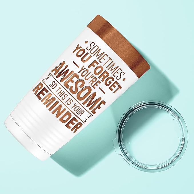 Spotted Dog Company Inspirational Tumbler, Inspirational Gifts for Men Dad Father Wife Sister Women, Birthday For Him Her, You?셱e Awesome Tumbler, Teacher Coworker Gifts 20oz White Copper