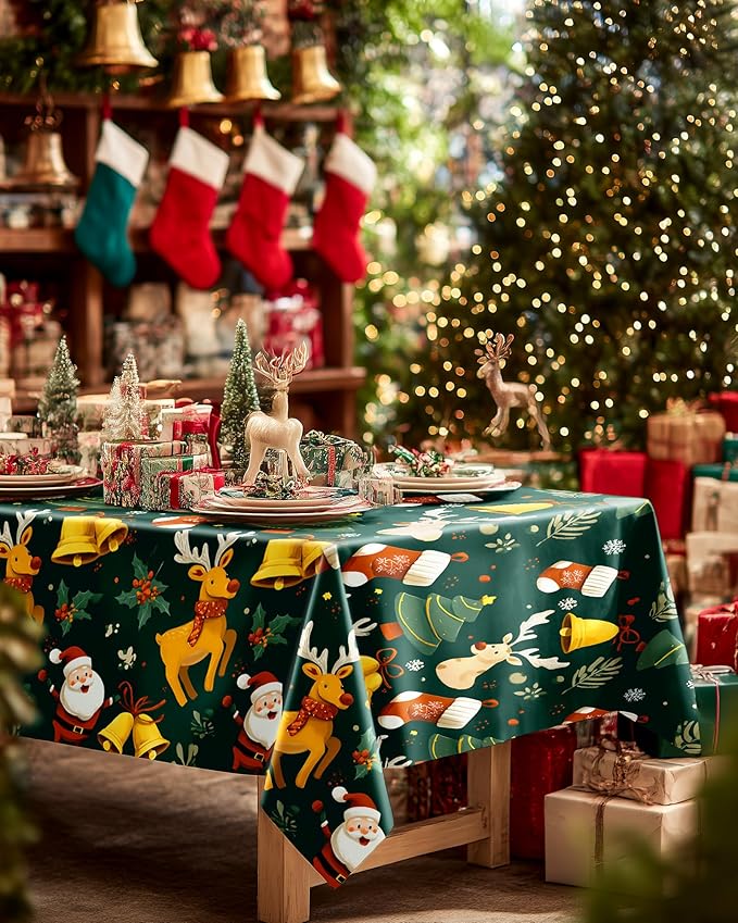 Pureegg Plastic Table Cloth Disposable 12 Pack, 54 x 108 Inch Table Cloths, Halloween Party, Thanksgiving Decorations, Harvest, Fall Tablecloths, Rectangle Tables, Leakproof & Sturdy, Christmas Red