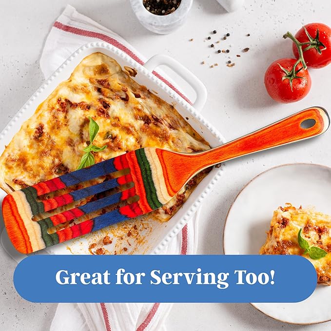 Baltique Marrakesh Collection 13" Wooden Spurtle Spatula ??Colorful Birch Wood Cooking Utensil, Nonstick Safe, Versatile Stirring & Serving Tool