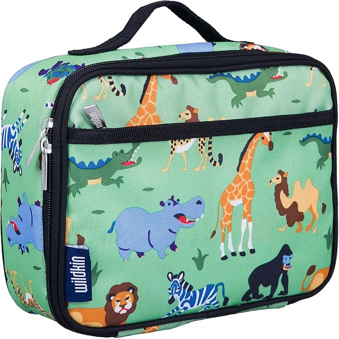 Wildkin Kids Insulated Lunch Box ??Durable and Reusable for School & Travel - Wild Animals