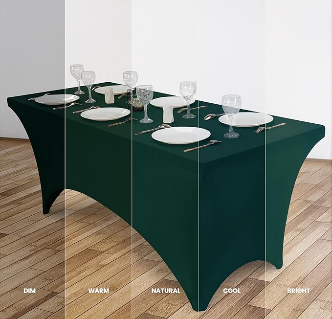 Utopia Kitchen 6FT Spandex Tablecloth [10 Pack, Hunter Green] 200 GSM Stretch, Fitted, Washable and Wrinkle Resistant Table Cloth Rectangle Cover for Trade Shows, Wedding, Parties [72Lx30Wx30H Inch]