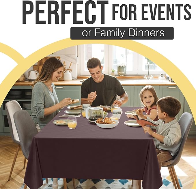 Exquisite 66% Thicker Premium Plastic Table Cloth Rectangle Table Cover 0.5 Mil 24 Pack Brown Table Cloth 54 Inch x 108 Inch Disposable Tablecloth Won't Tear Easily Like Cheap Thin Brands