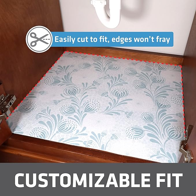 Drymate Premium XL Under Sink Mat, Waterproof Cabinet Protection Mats for Kitchen & Bathroom, Absorbent Shelf Liners, Slip-Resistant, Non-Adhesive, Machine Washable (USA Made)(24?쓝59??(Light Blue)