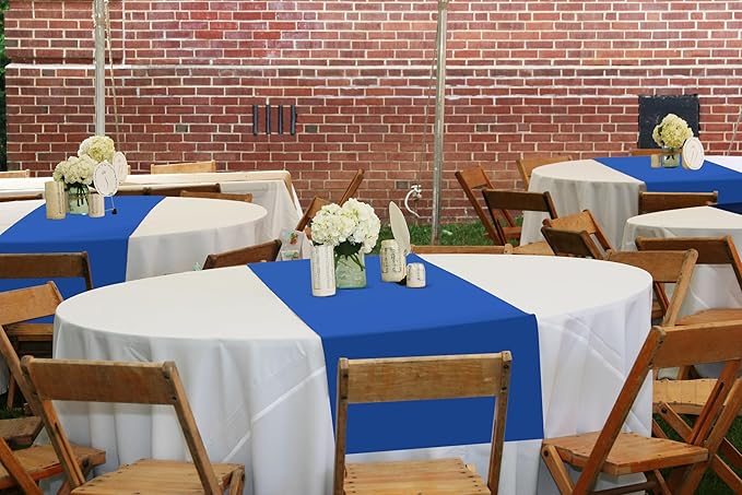 12 Pack Royal Blue Table Runner 9 FT Polyester Table Runners,12x108 inch Rustic Farmhouse Table Runner, Washable and Reusable Table Runners for Wedding Birthday Parties Banquet Table Decorations