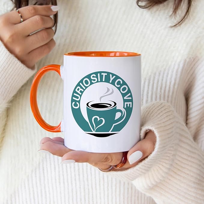 Personalized Coffee Mug | Custom Photo, Text, or Logo Cup (11oz, Orange Rim, Inner, and Handle) |Dishwasher & Microwave Safe |Unique Gift for Men & Women ?밫aza Personalizada