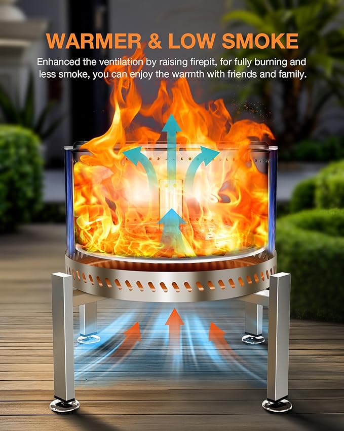 YEFU Stand for Solo Stove Accessories: Adjustable 19-27 inch Fire Pit Stand for Solo Stove Bonfire Yukon and More Outdoor Fire Pit - Fire Pit Accessories for Outside Patio Camping Backyard