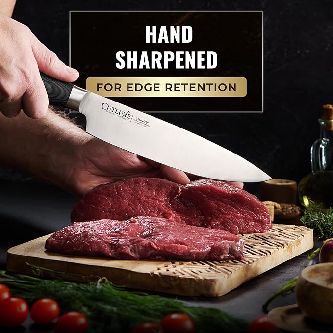 Cutluxe 3-Piece Chef Knife Set ??Ultra Sharp Japanese Kitchen Knives, High Carbon Stainless Steel Blades, Full Tang Pakkawood Handles ??Shinobi Series