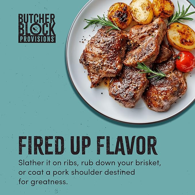 Butcher Block Provisions - Texas BBQ Rub - Delicious Blend of Spices - Sea Salt, Black Pepper, Garlic, Onion, Paprika & Red Pepper Seasoning - 6.1 oz