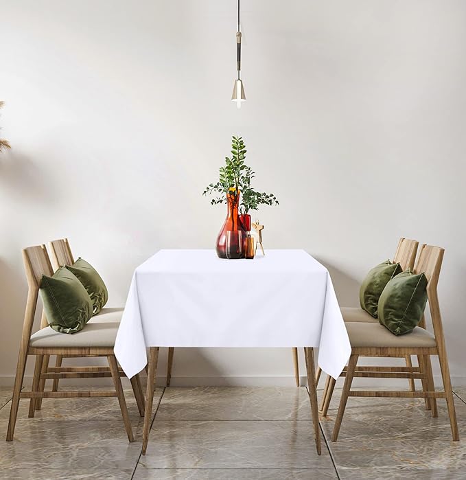 Utopia Kitchen Rectangle Table Cloth 2 Pack(90x156 Inches, White), Tablecloth Machine Washable, Polyester Table Cover for Dining, Buffet Parties, Picnics, Events, Weddings and Restaurants