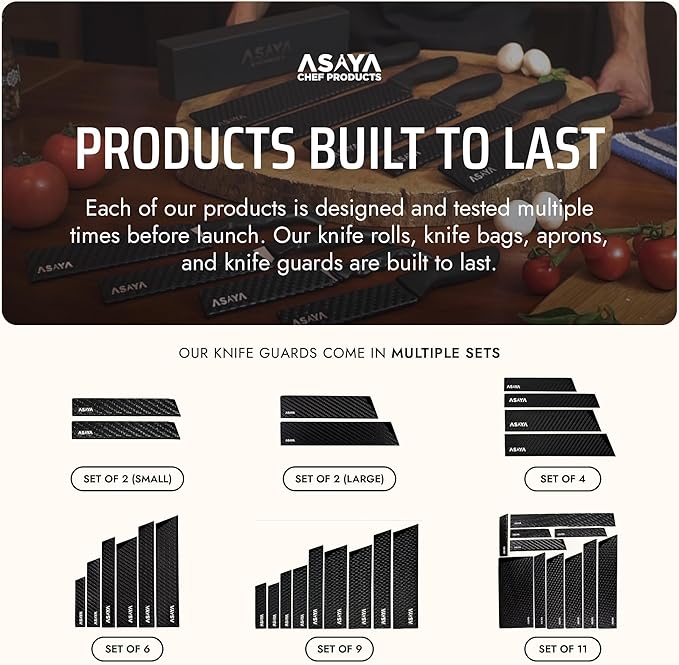 Asaya Professional Knife Edge Guards -Universal Blade Covers - Extra Strength, ABS Plastic and BPA-Free Felt Lining, non-Toxic and Food Safe - Knives Not Included (6Pcs)
