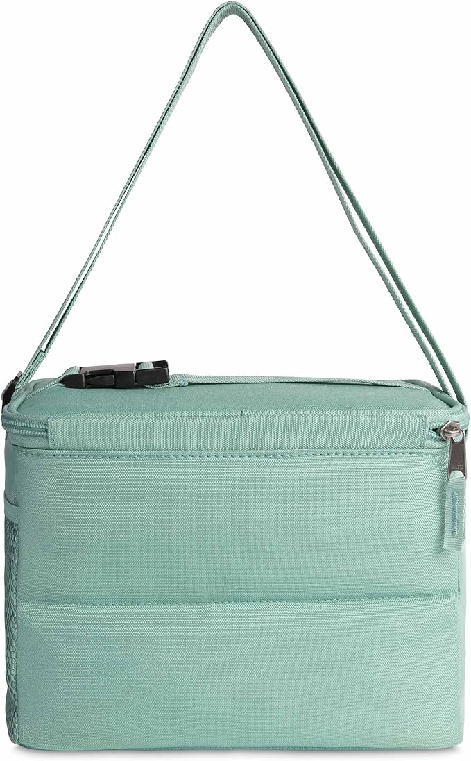 PackIt짰 Freezable Essential Cooler, Sage, Built with ECOFREEZE Technology, Fully Freezable, Collapsible, Reusable, With Removable Crossbody Strap, Top Clip Handle, Designed for Fresh Office