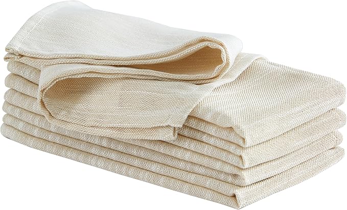 Laura Ashley Arabesque Luxurious Shimmery Fabric Tablecloth Napkins for Formal Dining, Holiday, Wedding or Party, Set of 6 Napkins, Gold