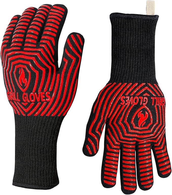 BBQ Gloves, BBQ Accessories 1472??Extreme Heat Resistant, Grilling Gloves Silicone Non-Slip Oven Mitts, Kitchen Gloves for BBQ, Grilling, Cooking, Baking-1 Pair 14inch