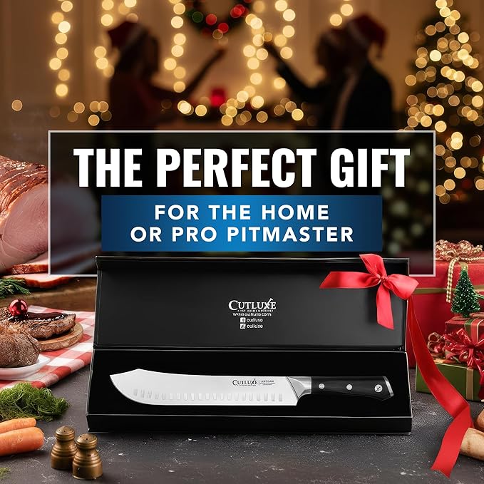 Cutluxe Butcher Knife ??10??Bullnose Carving Knife, Forged High Carbon German Steel ??Full Tang & Razor Sharp ??Ergonomic Handle Design, Grilling Gifts for Men ??Artisan Series