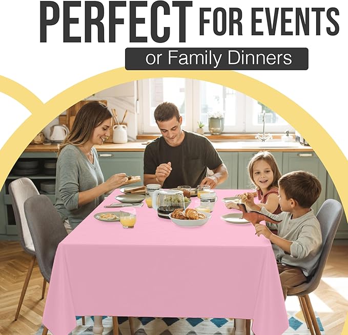 Exquisite 66% Thicker Premium Plastic Table Cloth Rectangle Table Cover 0.5 Mil 24 Pack Pink Table Cloth 54 Inch x 108 Inch Disposable Tablecloth Won't Tear Easily Like Cheap Thin Brands