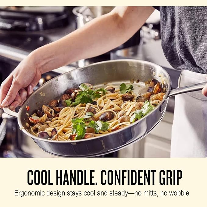 Alva Maestro 5-Ply Stainless Steel Frying Pan 3-Piece Set ??Made Without PFAS/PFOA/PTFE, Non-Toxic Cookware ??Induction & All Stovetop Compatible, Oven Safe, Even Heat Distribution ??Belgian Designed