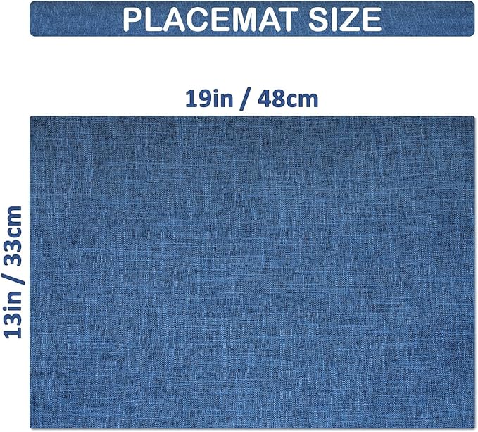 HOMEYNICE Placemat Set-Washable Place Mats for Parties, Elegant Table Mats for Kitchen Table, Set of 4 Dining Table Placemats, Heat-Resistant Cloth Placemats for Indoor and Outdoor,13x19-Navy Blue