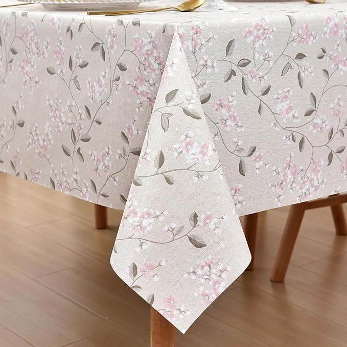 LOHASCASA Vinyl Oilcloth Tablecloth Spillproof Wipeable PVC Waterproof Plastic Party Oil Tablecloths for Small Coffee Table - 4Ft Square Tablecloth 54 x 54 Inch