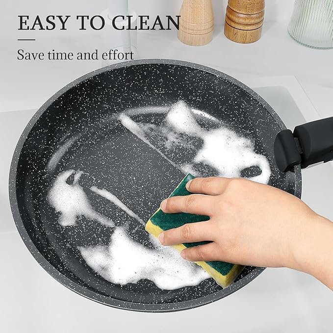 GiPP Ceramic Pots and Pans Set Non Stick, Nonstick Detachable Handle Cookware Sets, Non Toxic Induction Kitchen Pot and Pan with Removable Handle, Healthy RV Cookware, Dishwasher 竊냀ven Safe, 5 Piece