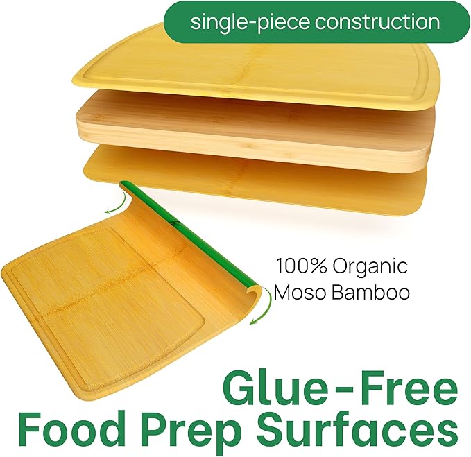 Greener Chef 20 Inch Bamboo Cutting Board Featuring Super-Sized Glue-Free Surface????Heavy Duty Butcher Block for Safe Meal Prep, Chopping & Carving with Lifetime Replacements