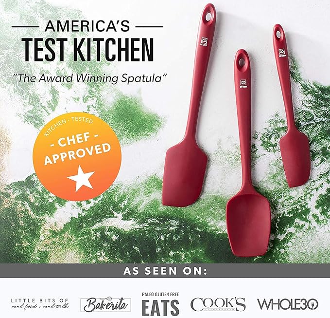 DI ORO짰 3-Piece Silicone Spatula Set - 315째C Heat Resistant Non Stick Rubber Kitchen Spatulas for Cooking and Baking - Award-Winning Professional Grade Spatula Set - Best Silicone Utensil Set