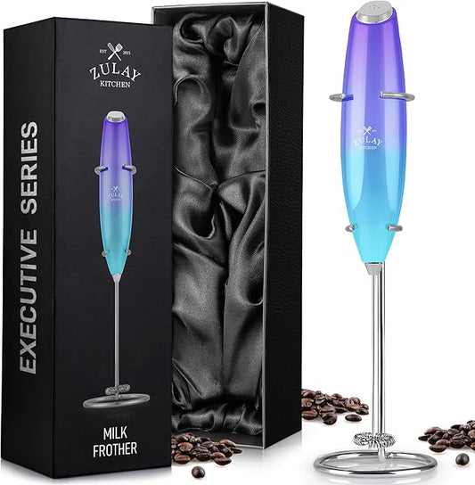 Zulay Kitchen Executive Series Luxury Gift Milk Frother ??Handheld Electric Foam Maker for Coffee, Lattes & Hot Chocolate ??Deluxe Finish, Ideal Gift for Coffee Lovers