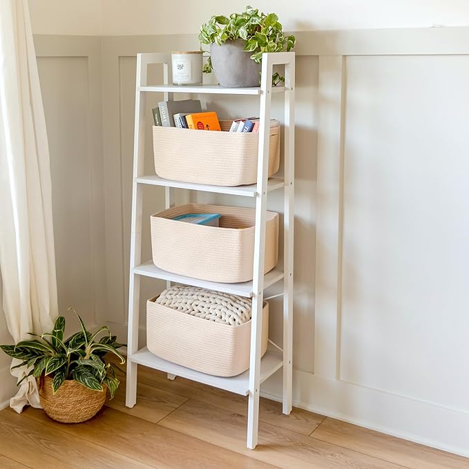 NaturalCozy Storage Baskets 16.8?쓝13?쓝7.6??Cotton Rope Woven Baskets for Organizing 3-Pack | Toy Storage Bins | Basket for Shelves, Laundry, Blanket, Clothes, Closet, Kitchen, Bathroom, Gifts