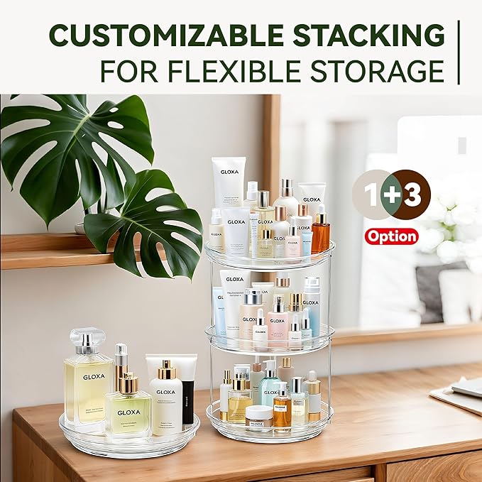 2 Tier Lazy Susan Turntable Organizer 9.25'' Rotating Spice Rack Organization, 1 Pack