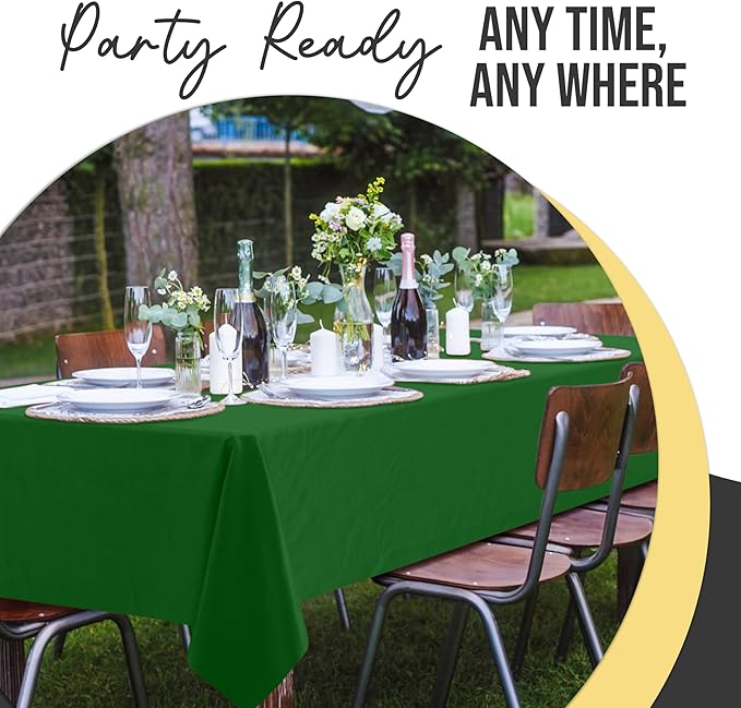 Exquisite 66% Thicker Premium Plastic Table Cloth Rectangle Table Cover 0.5 Mil 24 Pack Emerald Green Table Cloth 54 Inch x 108 Inch Disposable Tablecloth Won't Tear Easily Like Cheap Thin Brands