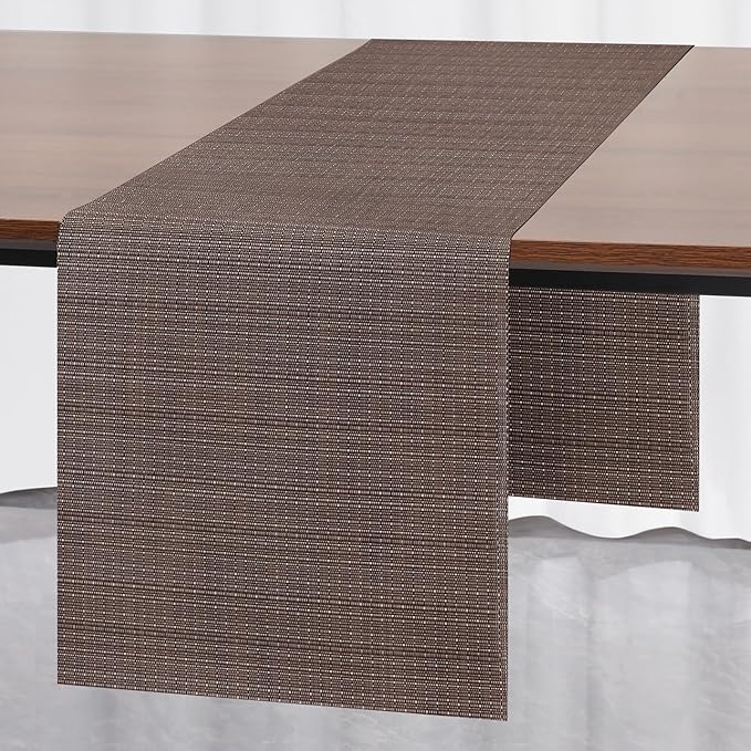 Myir JUN Table Runner, Vinyl Table Runner Indoor Arbitrarily Cropped Runner for Table Heatproof for Home Party (Coffee, 12 x 94 inch)