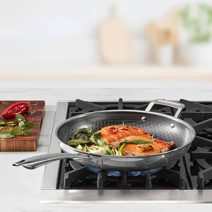 Cuisinart FusionElite+ Nonstick Tri-Ply Stainless Steel Skillet, 12??Skillet Frying Pan with Helper, PURELYSEAR Ceramic Nonstick Technology, Scratch Proof, Cool Grip Handles, Dishwasher Safe