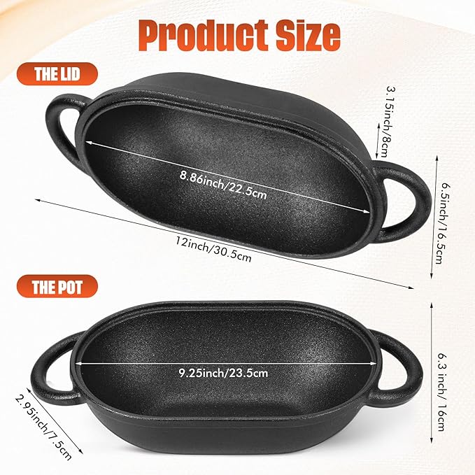 Maxdot 4qt Dutch Oven with Lid Enameled Cast Iron Sourdough Bread Pan for Christmas Baking Non Stick Single with Loop Handles for Christmas Family Homemade Breadbaking(Black)