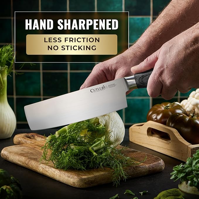 Cutluxe Nakiri Knife ??Ultra Sharp 7" Vegetable Japanese Knife for Chopping, High Carbon Stainless Steel Blade, Full Tang Pakkawood Handle ??Shinobi Series