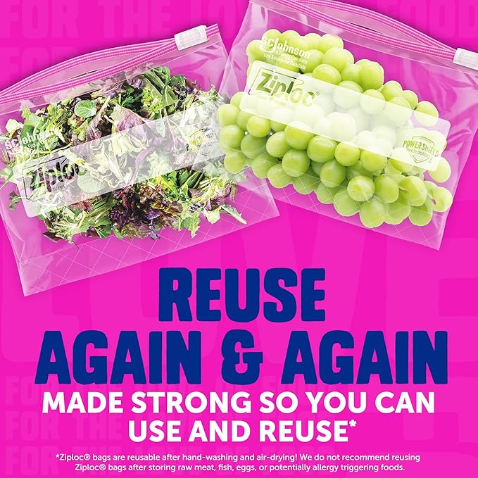 Ziploc Quart Food Storage Bags, Stand-Up Bottom, Easy to Fill, 76 Count (Packaging May Vary)