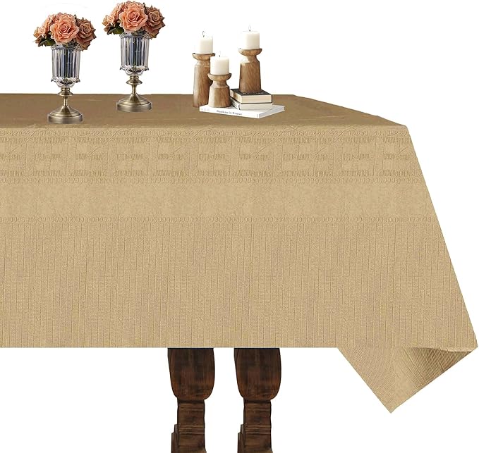 [6 Pack] Kraft Paper Tablecloth Disposable for Rectangle Tables, 54 X 108 Inch Party Table Cover with Plastic Backing, Waterproof 3 Ply Table Cloth for Wedding Valentine's Day BBQ Birthday