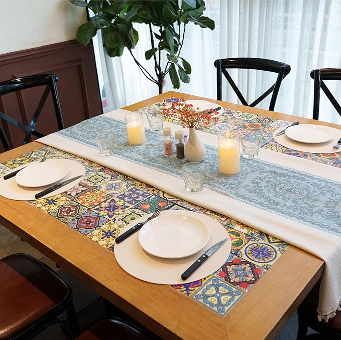 PROMATTOO Round Faux Leather Placemats Set of 6 – 13 Inch Vinyl Mats, Heat Resistant, Non Slip, Wipeable & Washable, Easy to Clean Dining Table Decor for Kitchen & Holiday Gatherings（Ivory White）