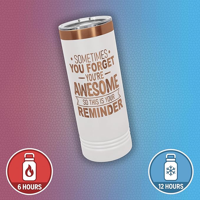 Spotted Dog Company Inspirational Tumbler, Inspirational Gifts for Men Dad Father Wife Sister Women, Birthday For Him Her, You?셱e Awesome Tumbler, Teacher Coworker Gifts 22oz White Copper