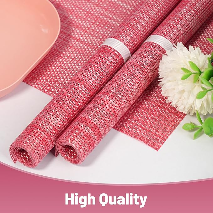 flohar Placemats Set of 8竊똂hristmas Decoration Non-Slip PVC Weave Table Mats Easy to Clean竊똇eat Resistant Place Mats for Kitchen Dining Table Decoration Indoor Outdoor竊똓ed