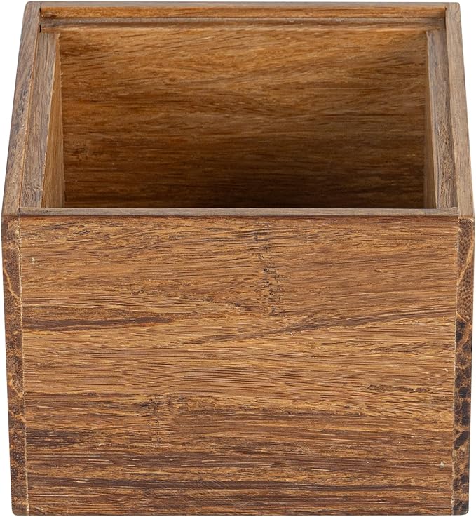Restaurantware Eco Display 4 Inch x 4 Inch x 3.25 Inch Bamboo Condiment Container 1 Small Spice Box - Chip-Resistant For Seasoning Spices Condiments Natural Bamboo Bamboo Organizer Box