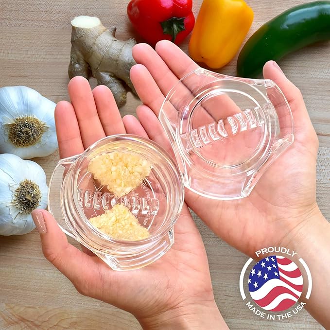 Nextrend Garlic Twister 4th Gen ??Garlic Mincer & Garlic Press in One - for Ginger, Herbs, Nuts & more, BPA-Free, Dishwasher Safe, 3?? Clove Capacity - Clear